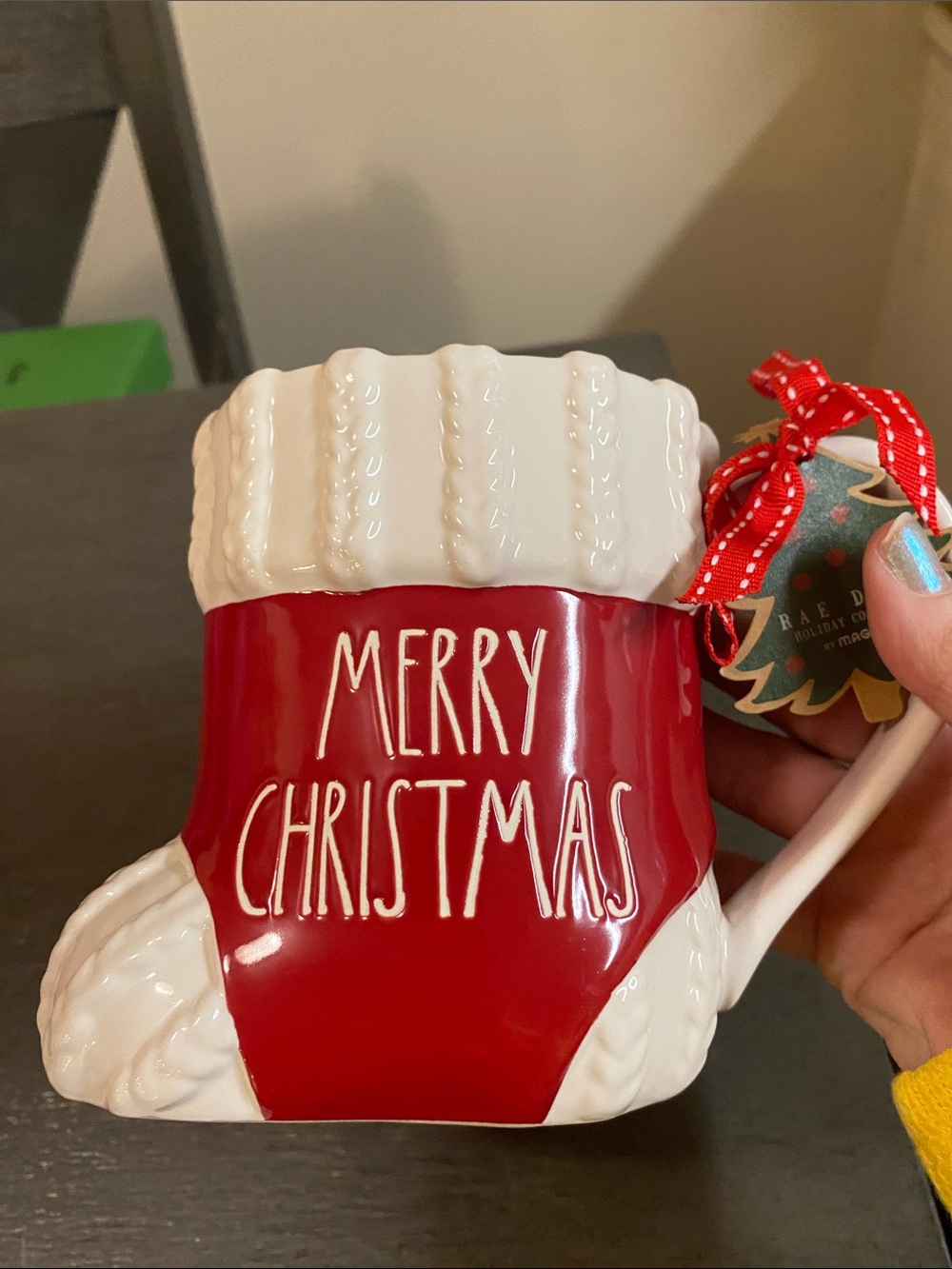 Rae Dunn Red & White "Merry Christmas" Boot Mug